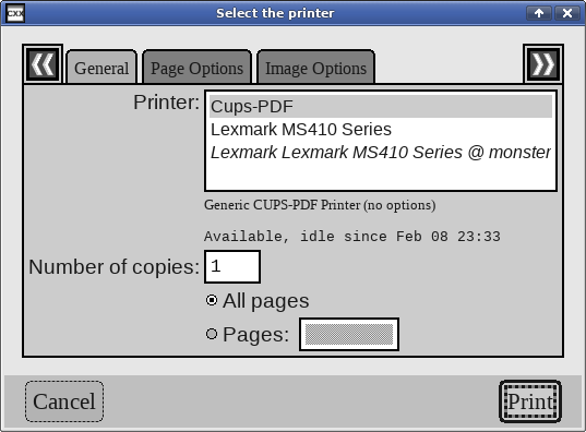 Print dialog